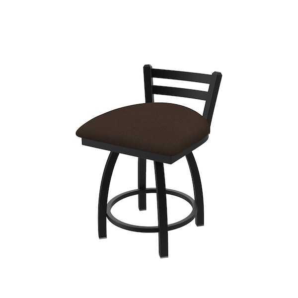 18" Low Back Swivel Vanity Stool, Black Wrinkle, Rein Coffee Seat